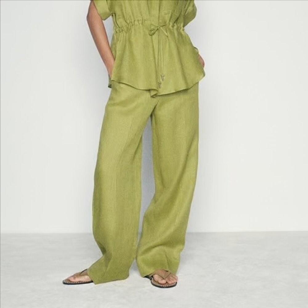 NWT Zara 100% Linen Trousers, SZ S